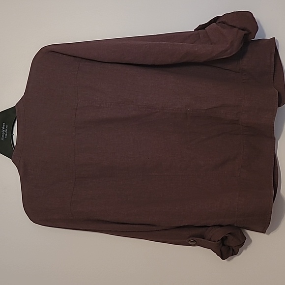 Maurices dark brown ruffled & button accent, rolled cuff, open jacket Sz  M - Picture 6 of 8